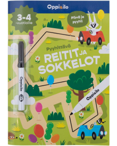 Pyyhittävä Reitit ja sokkelot 3-4 v