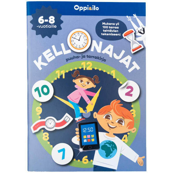 Kellonajat puuha- ja tarrakirja 6-8 v