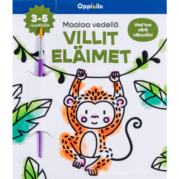 Maalaa Vedellä VILLIT ELÄIMET -puuhakirja 3-5 v